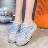 Fashion 4.5cm Micrifiber Synthetic Leather Autumn Chunky Sneakers Crystal Breathable Platform Wedge Women Vulcanize Bling Shoes