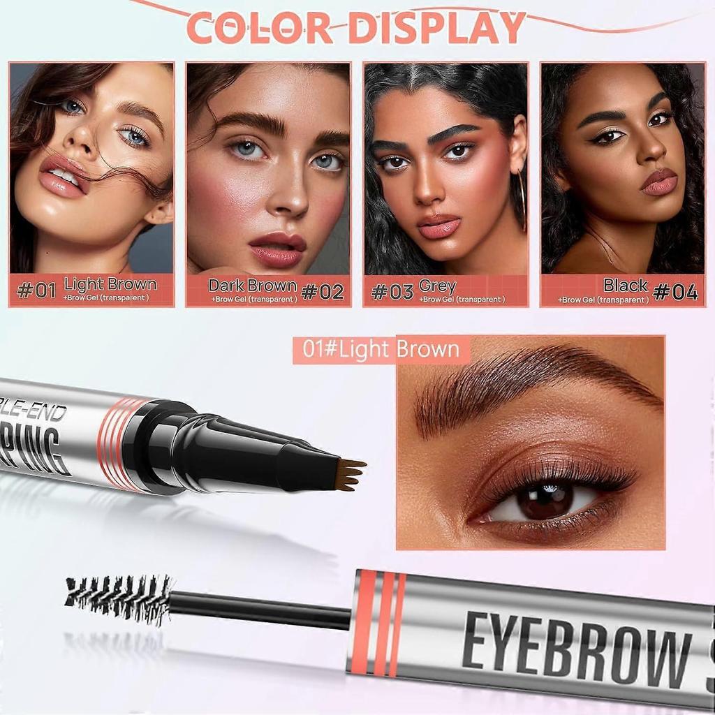 Magic Eyebrow Pencil, 3D Micro Waterproof Eyebrow Pencil, Microblading Eyebrow Pencil with 4 Fork Tips, Creates Natural Eyebrows