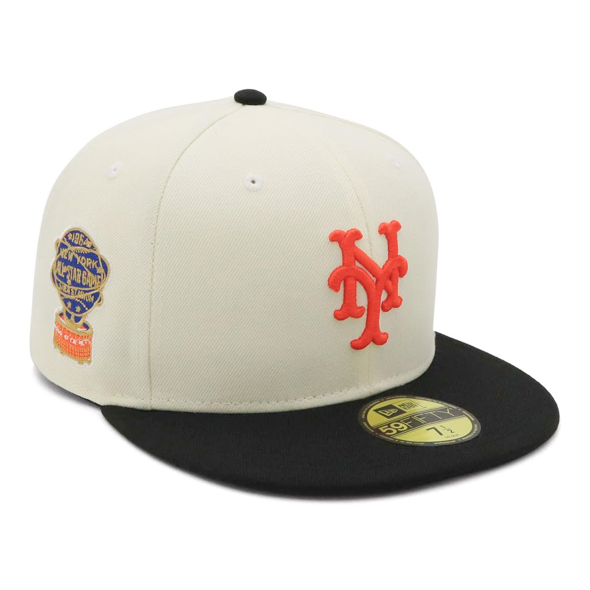 

New Era newera кепка 59FIFTY 70823753 NER35C4225 MLB New York Mets NYM ХромЧерный Белый БОКОВАЯ НАШИВКА 2-цветная специальный заказ ONSPOTZ Мужская Женская шляпа 5950