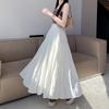 Women's Summer Elegant High Waisted Slimming White Tiered Skirt A Line Flared Long Skirt for Pear Shaped Figures