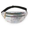 PU Leather Geometric Pattern Chest Bags for Girls Boys Laser Waterproof Sports Waist Pack Pocket Crossbody Bags
