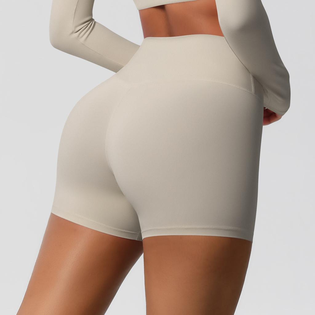 High Waisted Nude Yoga Shorts, Peach Hip Lifting And Abdominal Tightening Tight Pants, Quick Drying, Breathable Running And Fitness Shorts For Women