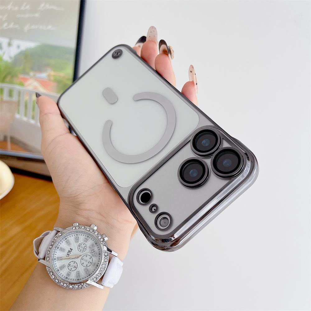 Plating Clear Half Pack Case For Magsafe For iPhone 17 14 13 15 16 Pro Max Plus Air Glass Lens Ultra Thin Frameless Cover