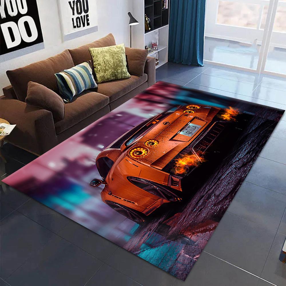 Japanese Black Car Skyline GTR R34 Vehicle  R34 Carpet Rug for Living Room Decor Sofa Home Kids Game Area Rug Non-slip Floor Mat