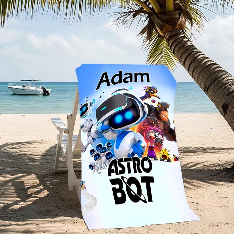 Customizable personalized beach towels Astro Bot themed designs.Suitable for the beach, yoga, sports;ideal as beach accessories
