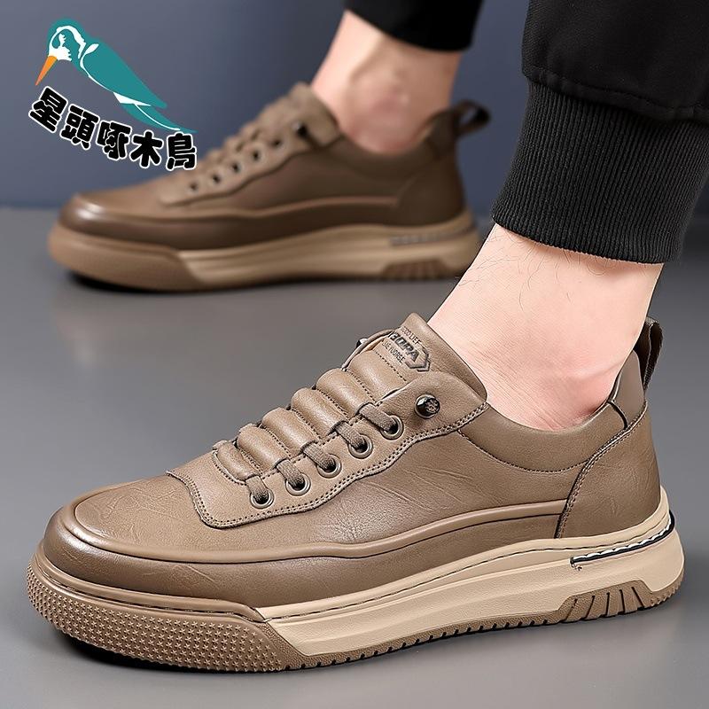 Live hot-selling models 2025 autumn trend versatile one-pedal board shoes men's breathable casual leather shoes trendy shoes