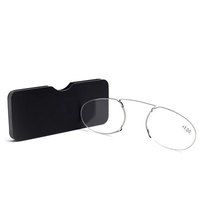 Randlose Schaumstoff-Lesebrille, Nasenclip auf Mini für Männer und Frauen, tragbare Pince-Nez-Lupe