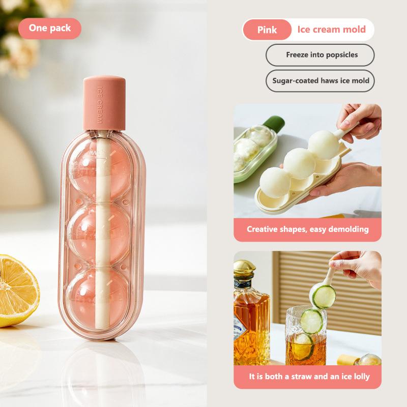 

Containing Straws Ice Ball Maker Easy Fill Ice Sphere Maker Silicone Freezer Mold Popsicle Freezer Mold for Cocktails Beverage
