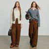 Chuyu Women's Autumn Corduroy Split Wide-Leg Banana Pants