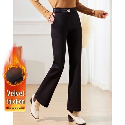 Pasite Damen lockere elastische Taille mit Fleece gefütterte Freizeithose