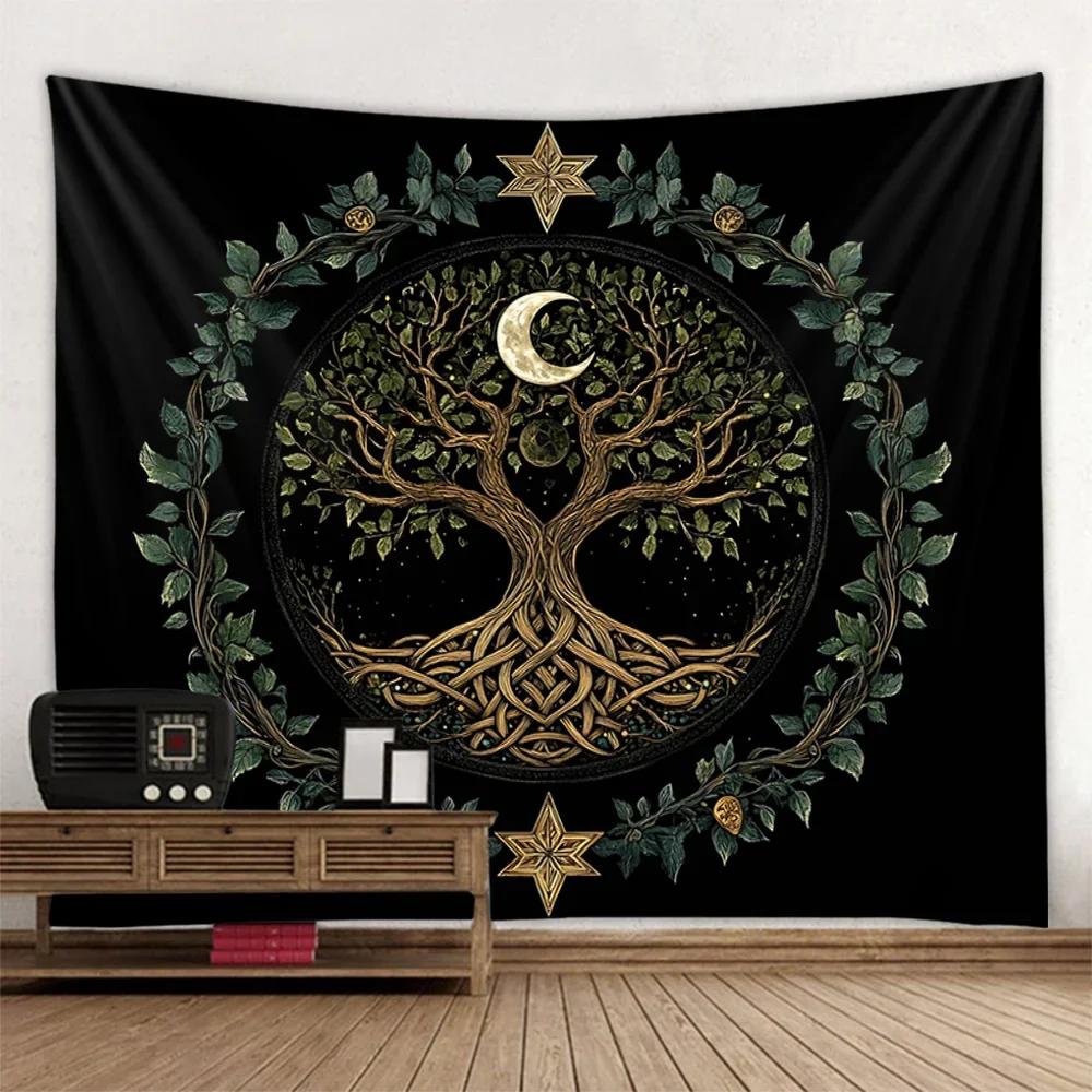 Psychedelic Tree of Life Art Tapestry Mandala Wall Hanging Cloth Bohemian Hippie Home Aesthetics Art Decorative Blanket
