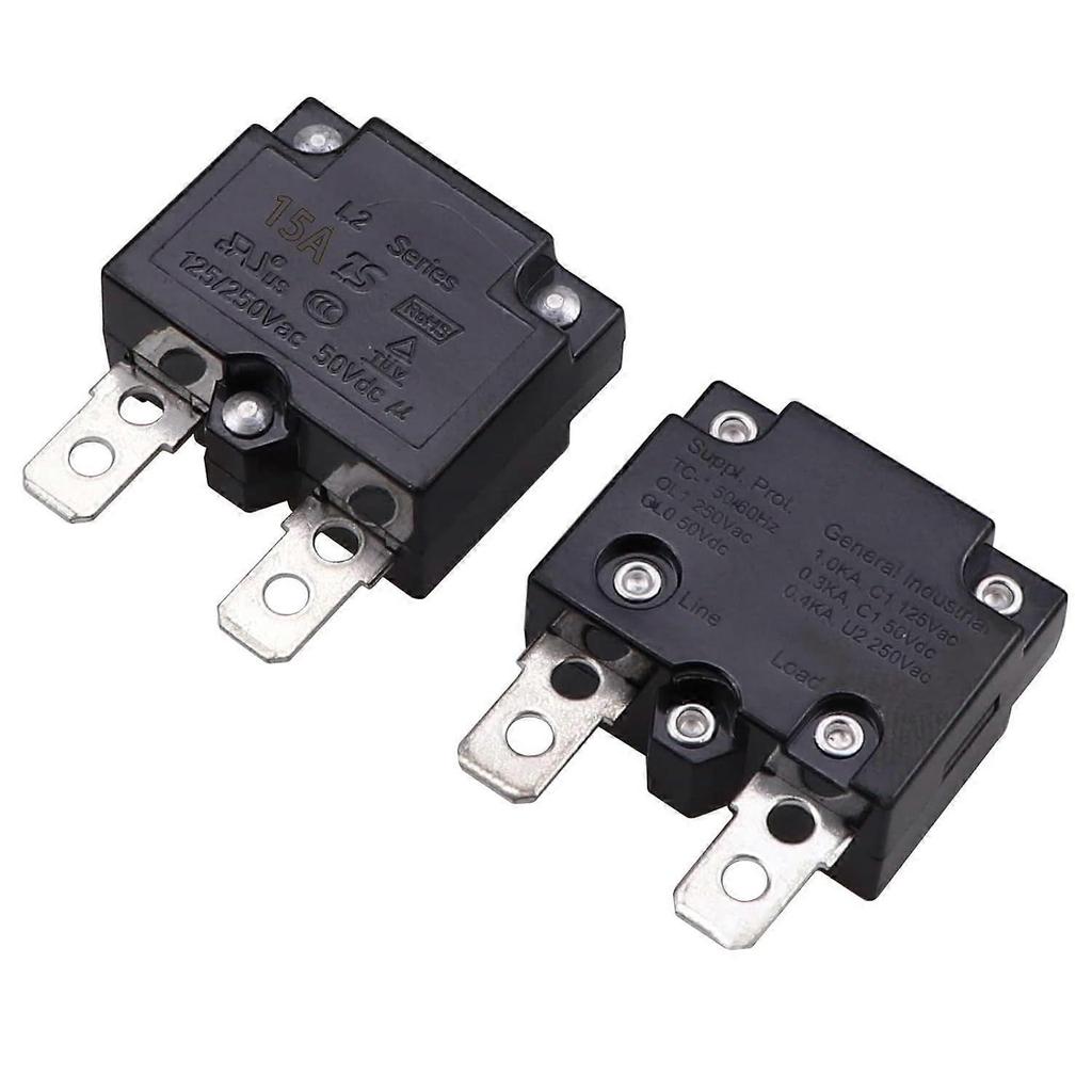 2Pcs Thermal Circuit Breaker 15Amp Thermal Overload Protector L2 Series 125-250V