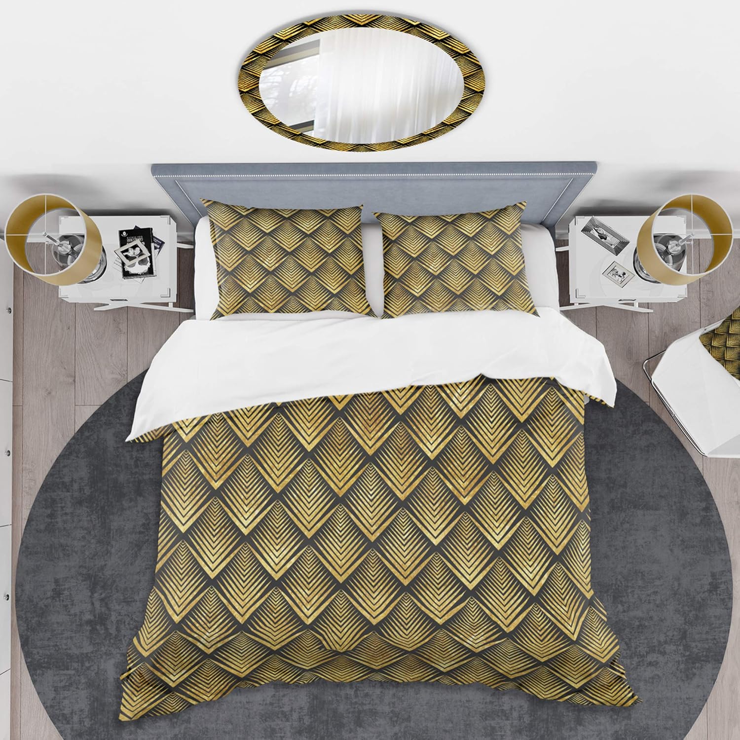 Comforter Mid Century Modern Queen Size Mid Century Modern Vintage Hexagon Pattern Mattress 3 Pcs With 2 S Comforter (quilt)-EU Single(135*200cm)3pcs
