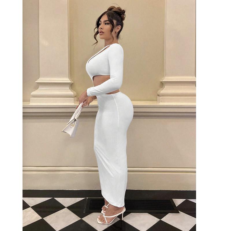 Women's One Shoulder Long Sleeve Bodycon Dresses Sexy Hellow