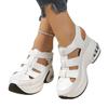 Women's Wide Width Platform Sandals, Air Cushion Cutout Peep-Toe Slides, Velcro Wedge Heel Shoes for Women