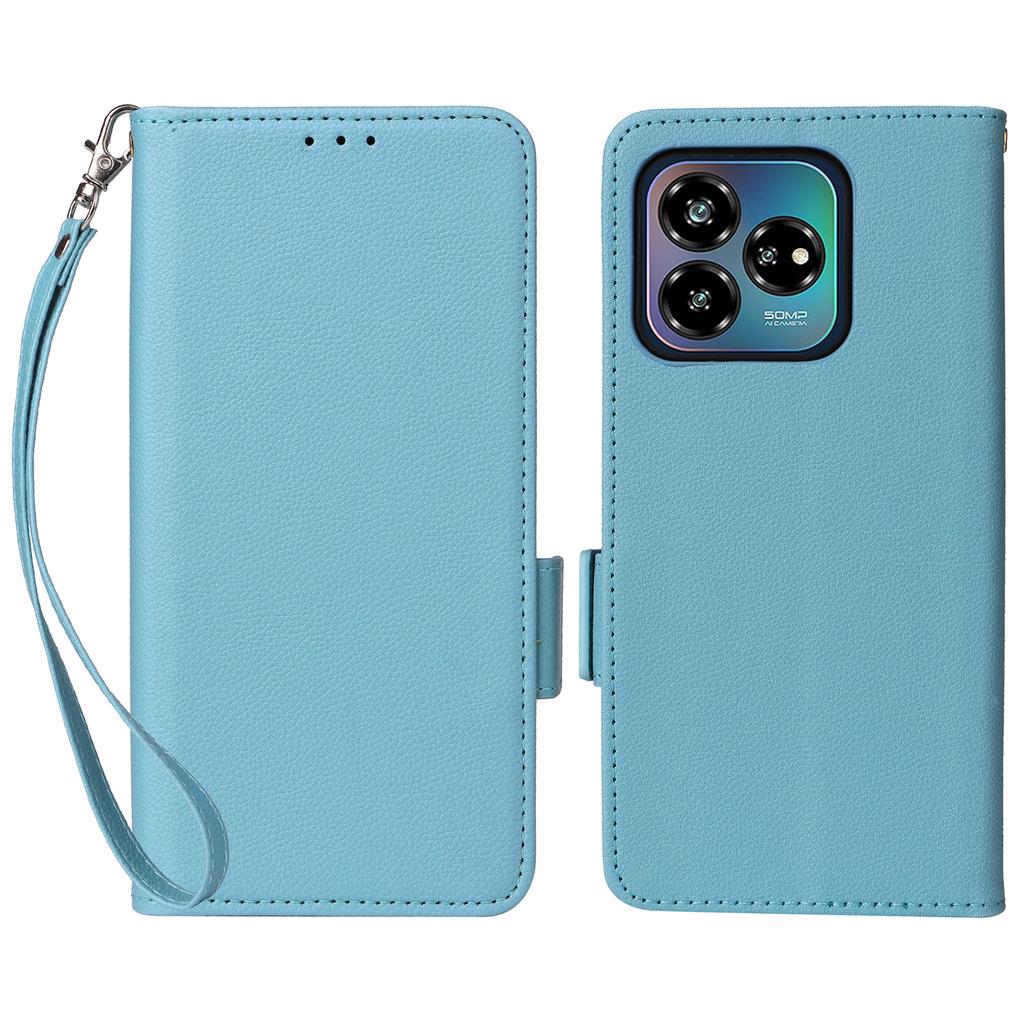 Für ZTE Axon 60 Lite/Blade V60 Vita Hülle mit Handschlaufe Litschi-Textur PU-Leder Brieftasche Handyhülle