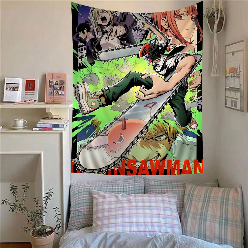 Anime CChainsaw Man Tapestry Art Printing Japanese Wall Tapestry Anime Wall Hanging Home Decor