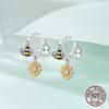925 Silver Sterling Silver Bee Butterfly Flower Drop Hoop Earrings for Women Girl Ear Studs Fine Jewelry Fashion Anniversary