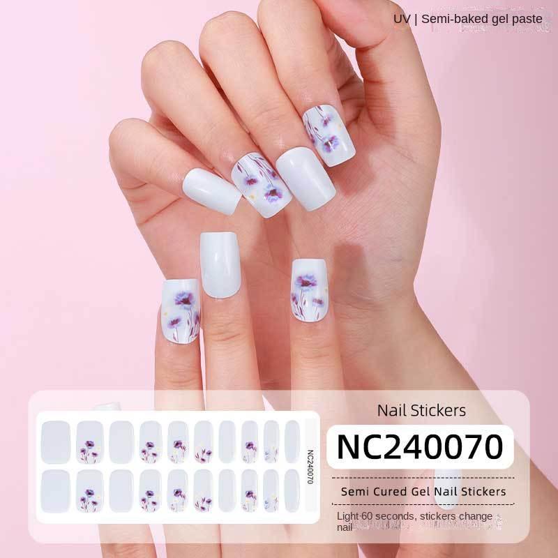 Semi-cured Gel Nail Stickers Gradient Rainbow French Gel Nail Stickers Flash Cat Eye Gel Nail Stickers