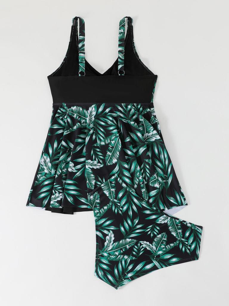 2026 European & American Plus Size Women's Conservative Swim Skirt with Triangle Briefs