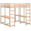 High Bed with Desk & Ladder 140 X 200 Cm Solid Pine Wood