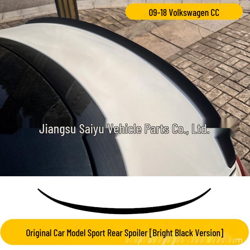 Volkswagen CC Rear Spoiler (2009-2018) - Non-Destructive, No-Punching Diffuser, Carbon Fiber Texture.