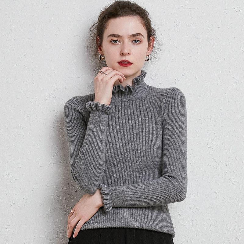 2020 Autumn Winter Women's Knitwear: Korean Style Floral Collar Striped Sweater Jacket
