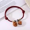 Red String Peace Buckle Bracelet: Peach Pit Walnut Wood Amulet Gift for Men and Women