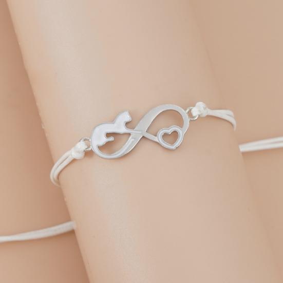 Women Bracelet Oil-dropping Handmade Braided Adjustable Soft Love Heart Black Cat Charm Rope String