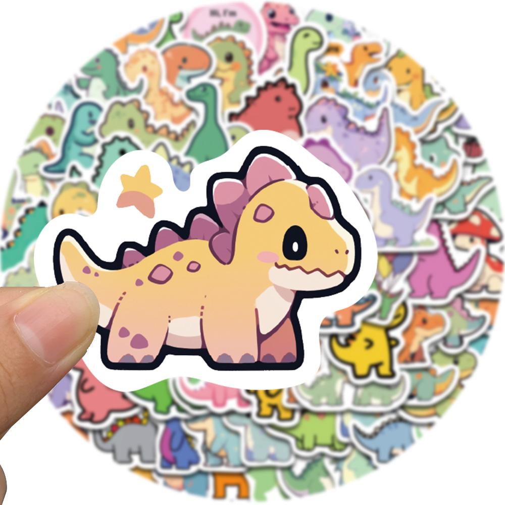 100PCS Cute Cartoon Short Legged Dinosaur Sticker Harajuku Suitcase Home Decorated DIY Scrapbook Coffee PVC Classic Sticker
