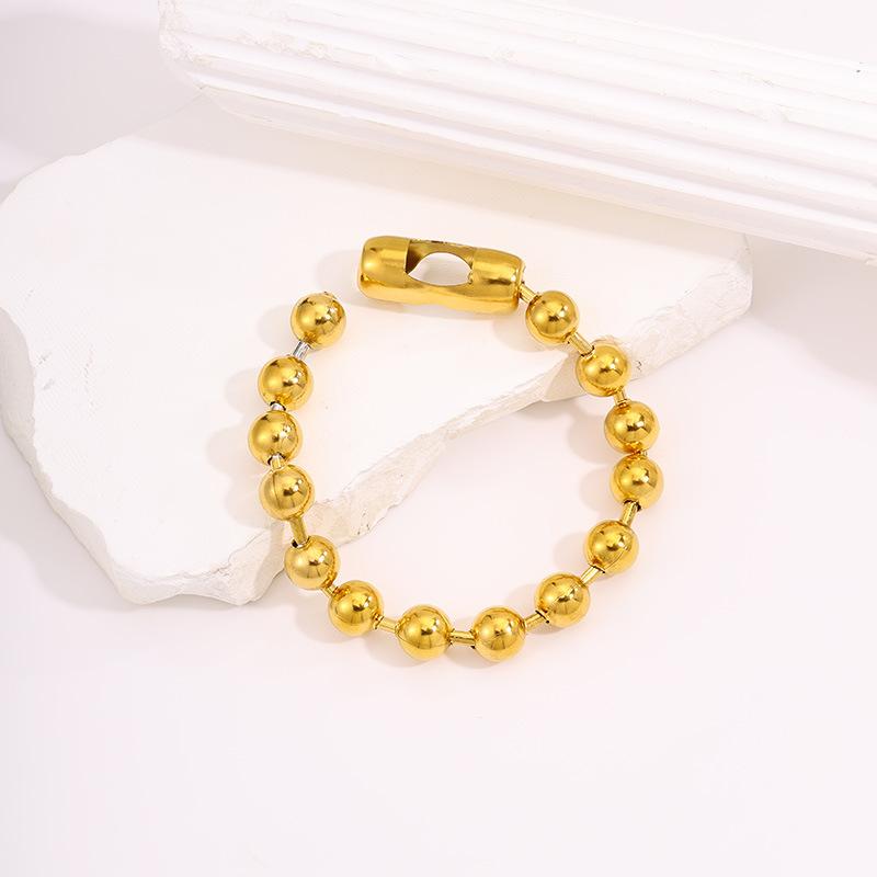 Titanium steel round bead does not fade, popular large round bead K gold , light luxury niche