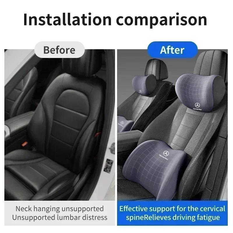 Car Lumbar Back Support Headrest Neck Pillow Car Seat Cushion For Mercedes Benz AMG A B C E S V Class A180 CLK CLA GLE C200 C300 JB1