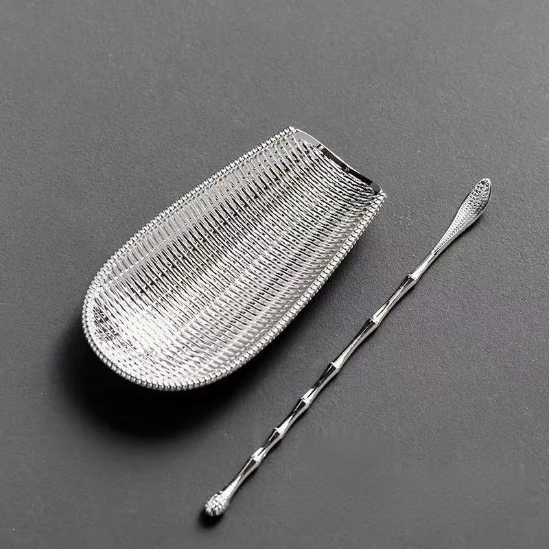 

2 шт./компл., набор чайных лопаток для плетения из сплава, инструменты для сбора кофейных зерен ручной работы, традиционные аксессуары для чайных ложек кунг-фу Silvery