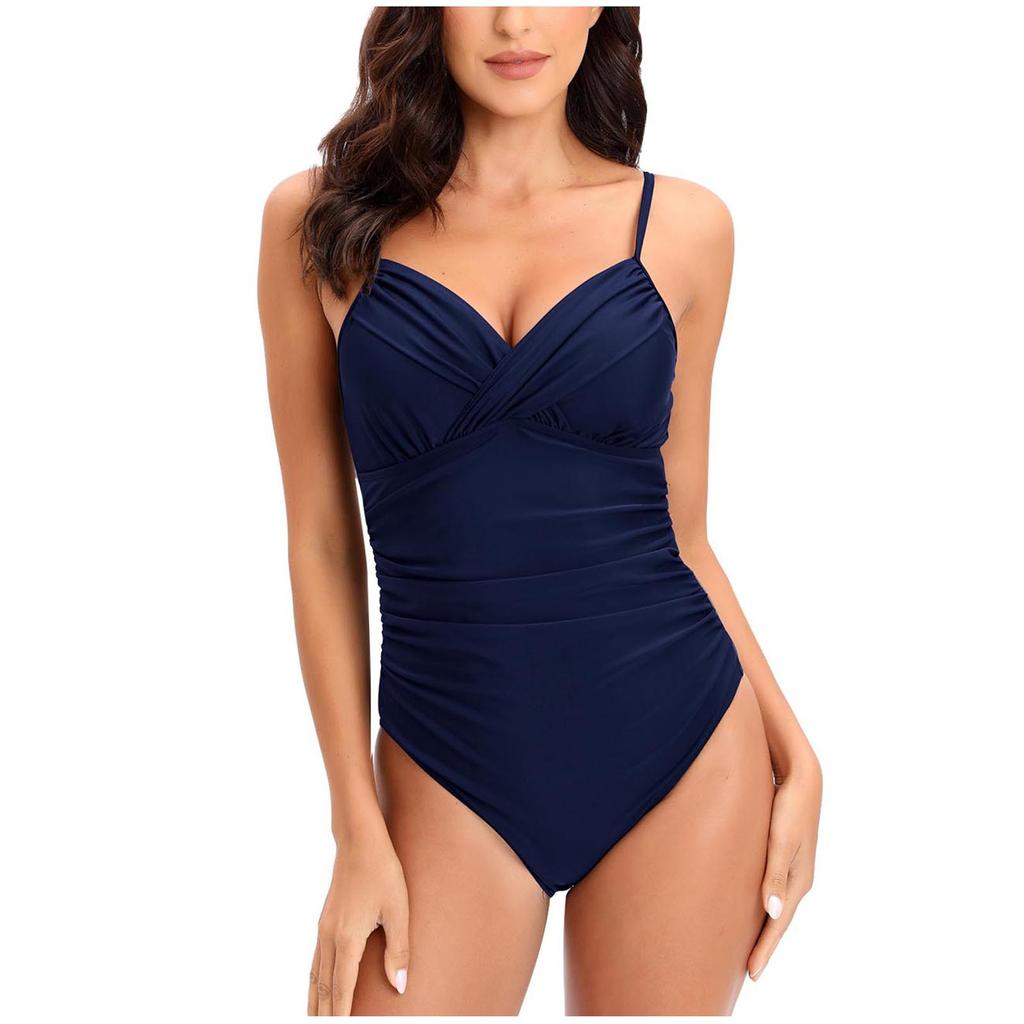 Kobiety seksowny jednolity z miseczką na piersi bez fiszbin Bikini Deep V jednoczęściowy strój kąpielowy