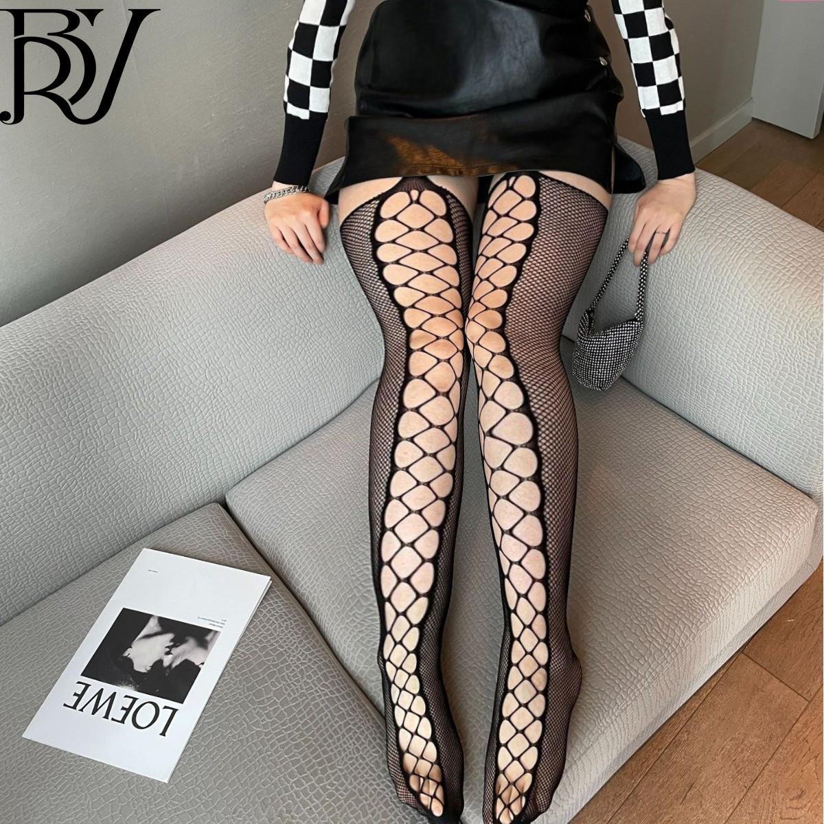 

Черные сетчатые колготки с подвязками Large size чёрный