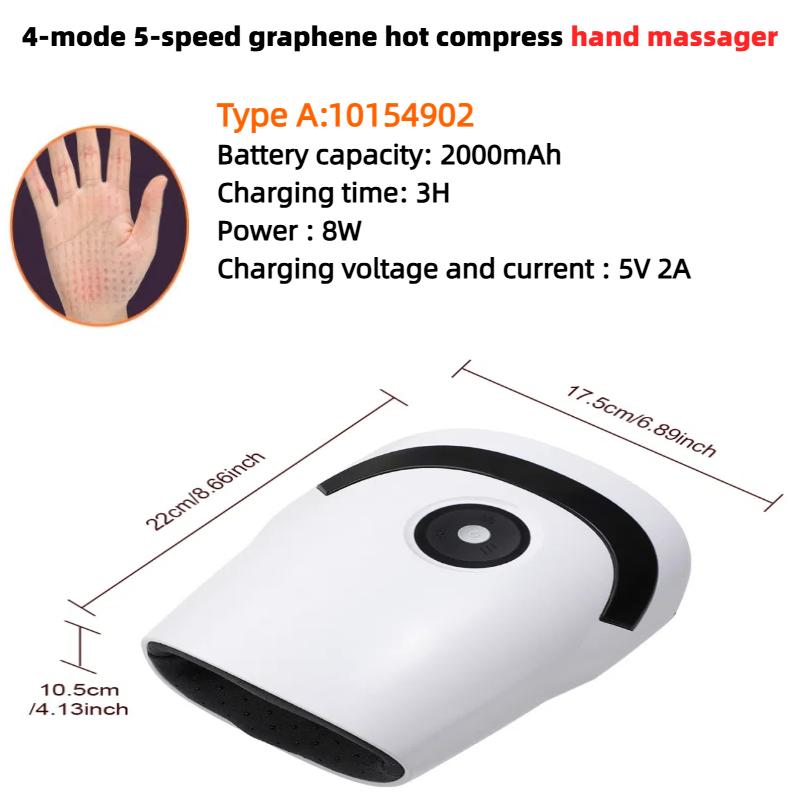 

Електричний ручний масажер з подушкою безпеки, точковим натисканням, розминанням, гарячим компресом, зарядкою Type-C, пристрій для розслаблення долоні