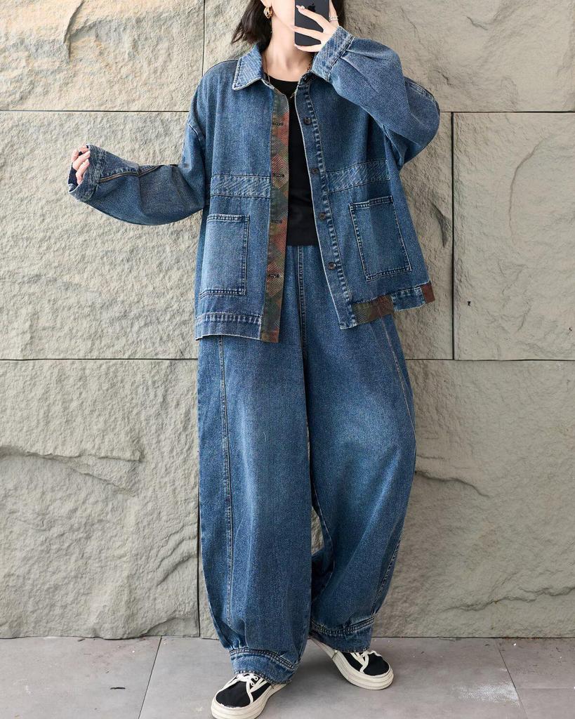 Women's Plus Size Versatile Long Sleeve Denim Jacket - Spring Collection