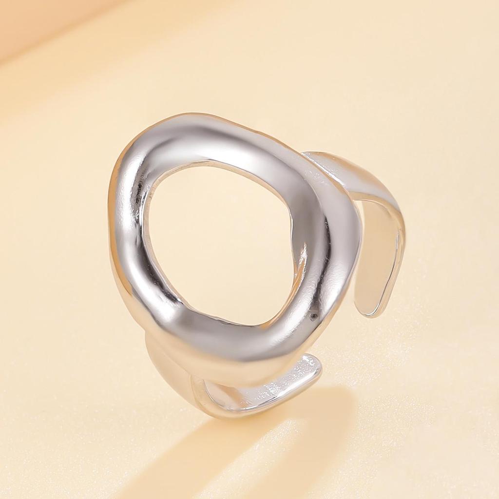 18K Gold Retro Geometric Drum-Shaped Stainless Steel Ring