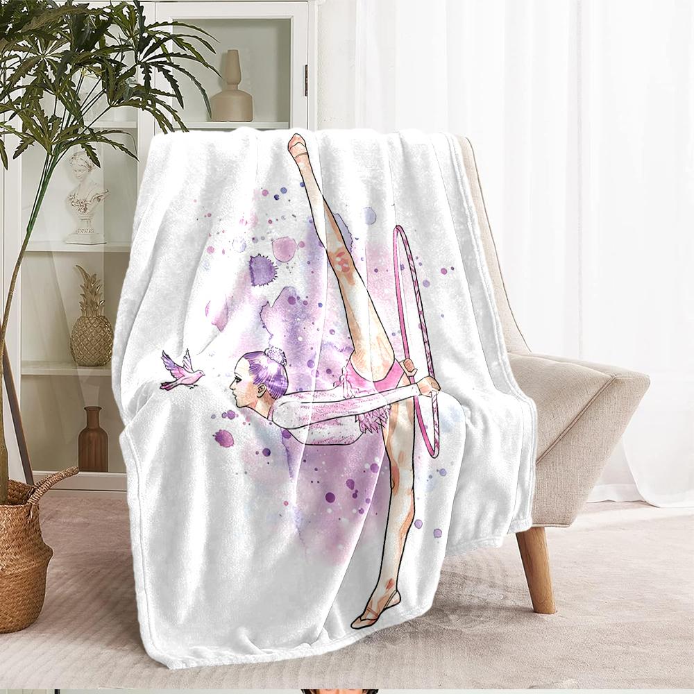 Gymnastics Theme Printed Blanket - Perfect for Couch, Bed, Travel & Outdoor Use | Machine Washable, Cozy & Durable.