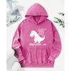 You If Youre Know Happy It Dinosaur Print Washed Hoodies Loose Streetwear Allmatch Cotton Hoody Autumn Women Pullover