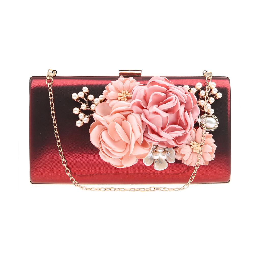 Pearl Clutch Bags Pink Color Girl Best Gift Evening Bags Flower Handmade Style Party Wedding Chian Shoulder Handbags for Luxury