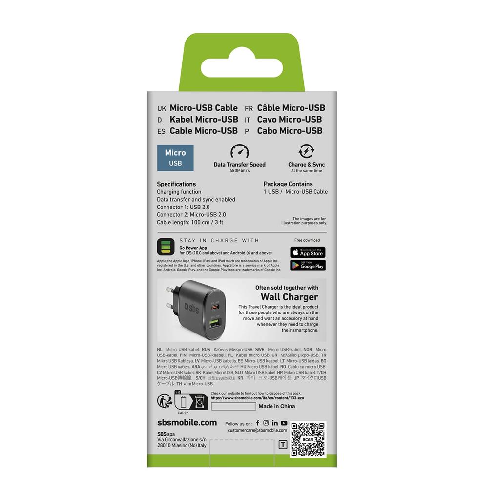 Kabel Sbs Lthl200 Usb-A - Micro-Usb 1M - Czarny