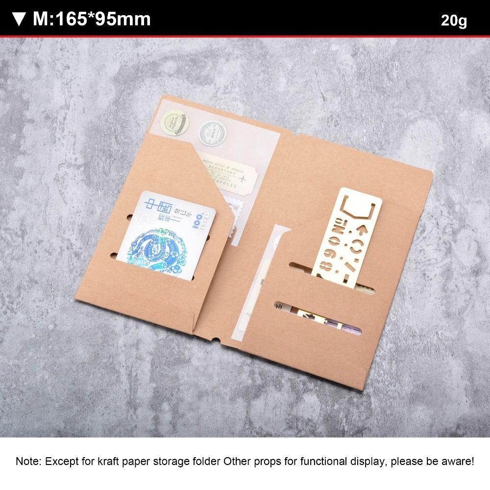 Multi-Functional Kraft Paper File Folder Portable Refillable Insert Cards Organizer Travel Journals Accessories Business Trip