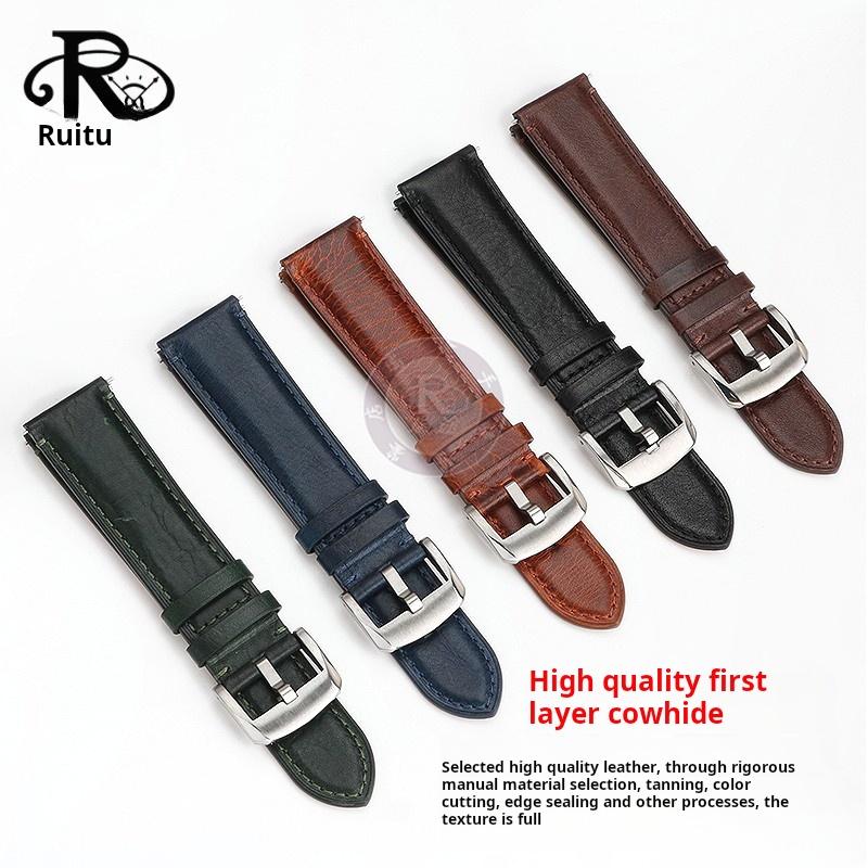 M049 Quick Release Men Genuine Leather Watch Strap 22 For Mido New Multifort TV M049.526 WatchBand Green Blue Retro Cowhide Band
