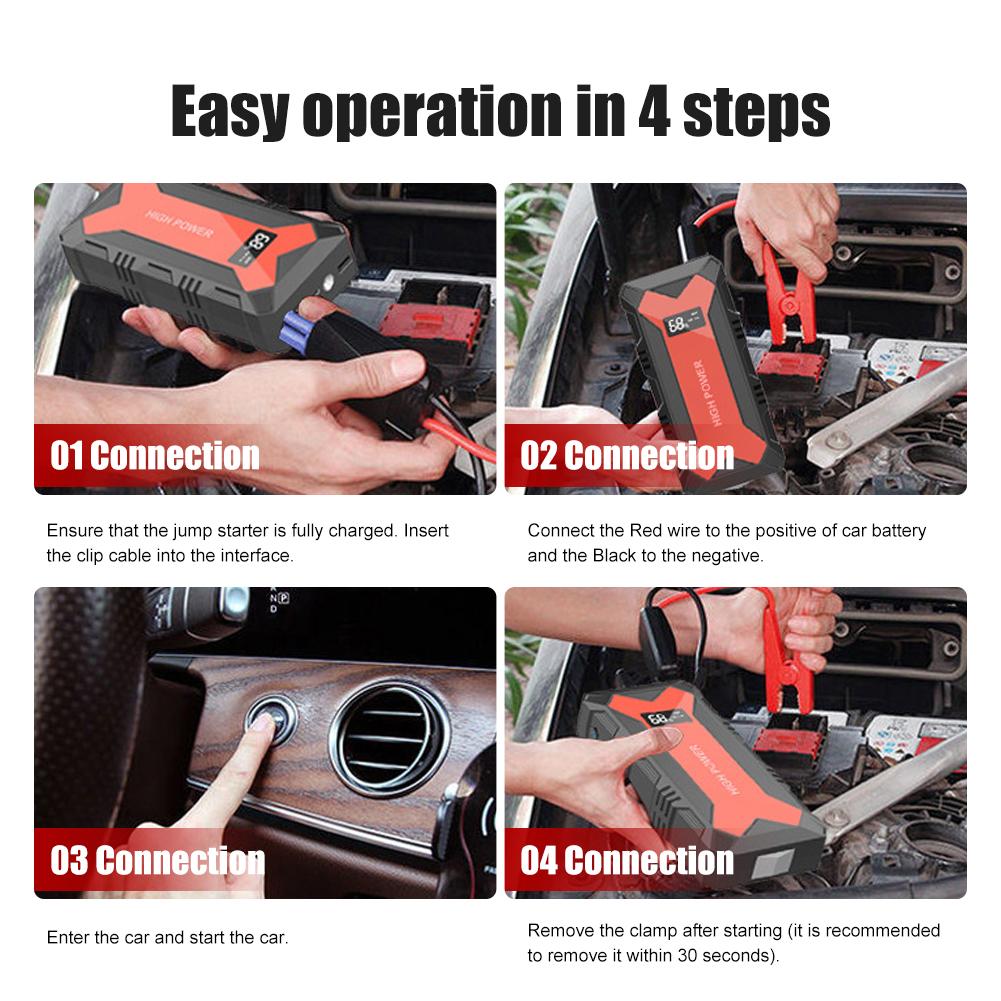 20000mAh Car Jump Starter Battery 1600A Output Portable Emergency Start-up Charger for Cars Booster Battery Starting Device