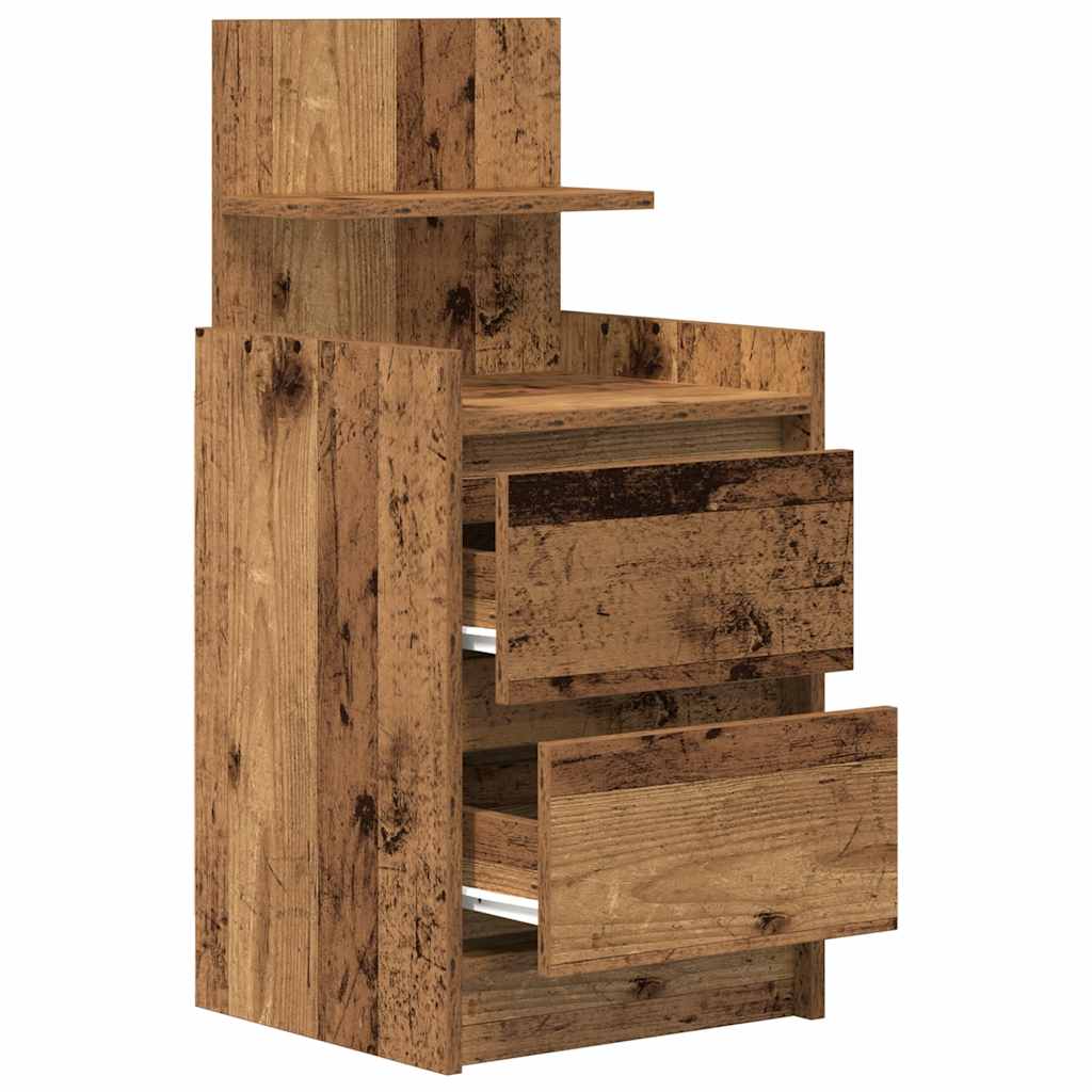 Nightstand with 2 Drawers Rustic Wood Look 38 x 34 x 80 cm