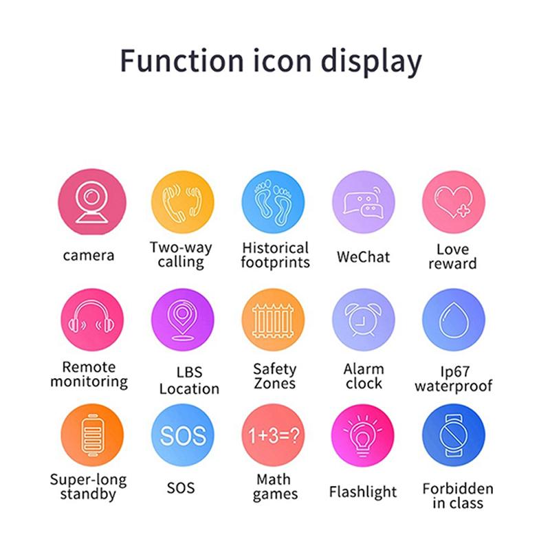 Çocuklar İçin Akıllı Saat - Konum, Kamera, Video, Müzik, Oyunlar, Alarm, Hesap Makinesi