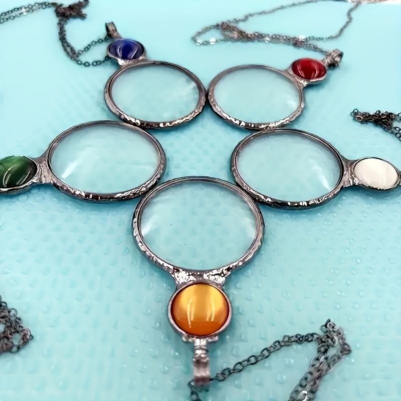 1 Metal Circular Magnifying Glass Pendant Reader Reading Magnifying Glass Pendant Sweater Chain Pendant Lens Pendant Necklace Fashion Mother's Day