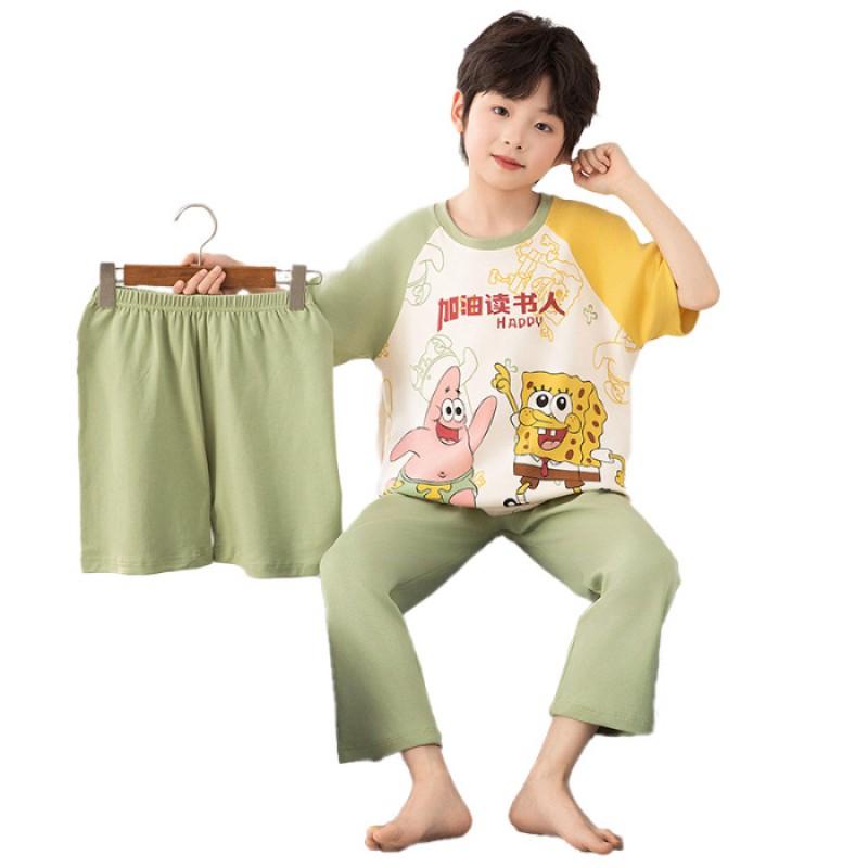 Boys Cotton Pajama Set Short Sleeve Long Pants Shorts Sleepwear Kids Ages 8