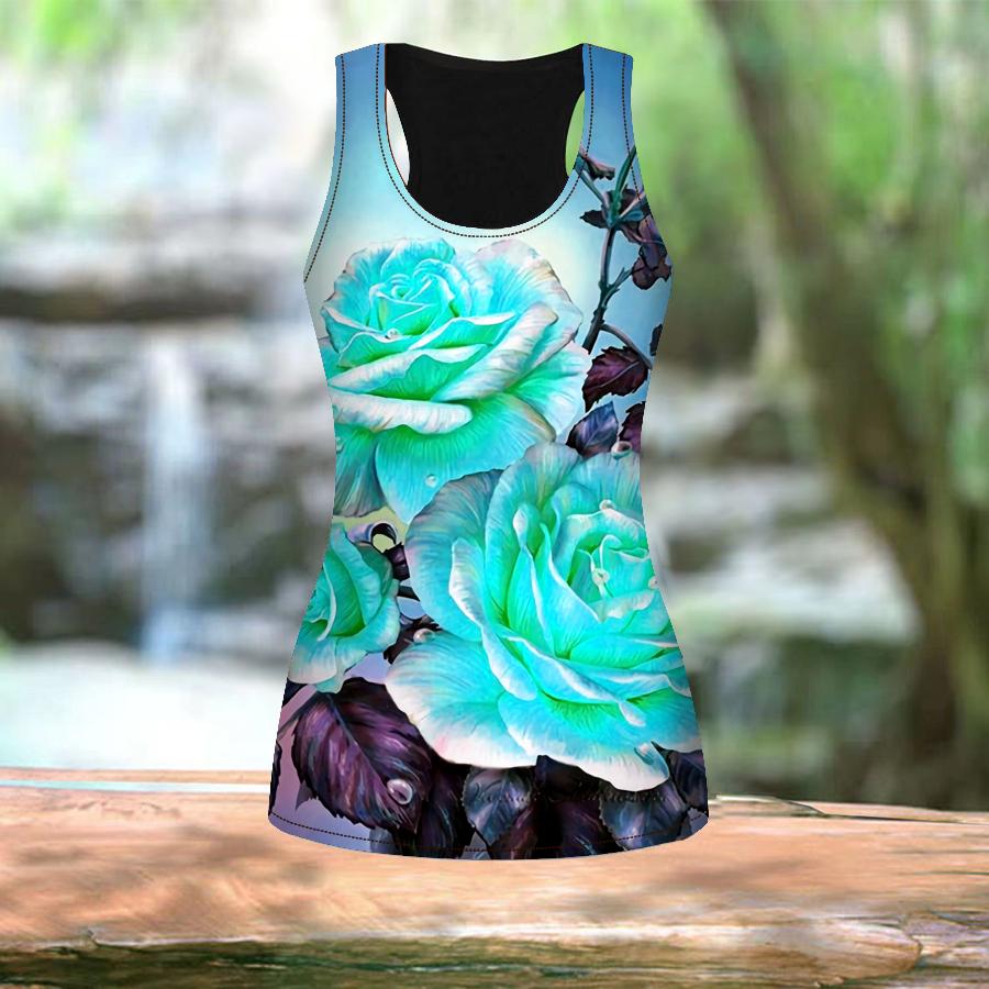 3D Pink Rose Print Women Workout Yoga Gym Printed Summer Sport Shirts Plus Size Vests